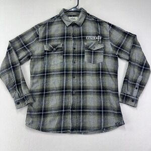 Tank Farm Co‎ Crux Brewing Co Flannel Shirt Men's M Button Up Green Plaid